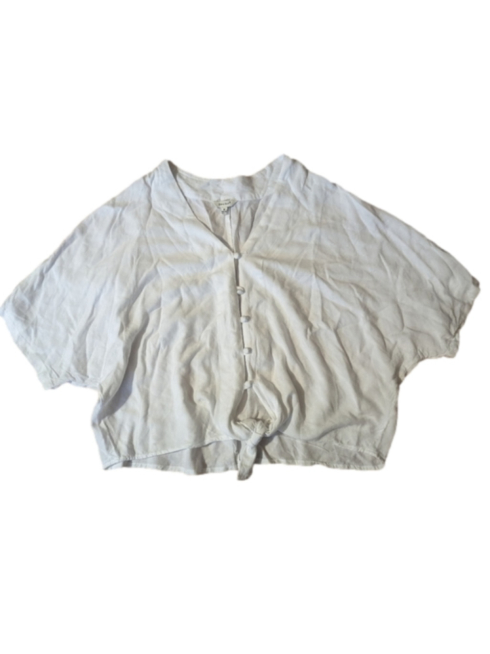 Sim and Sam White Tie Front Top Medium Oversized